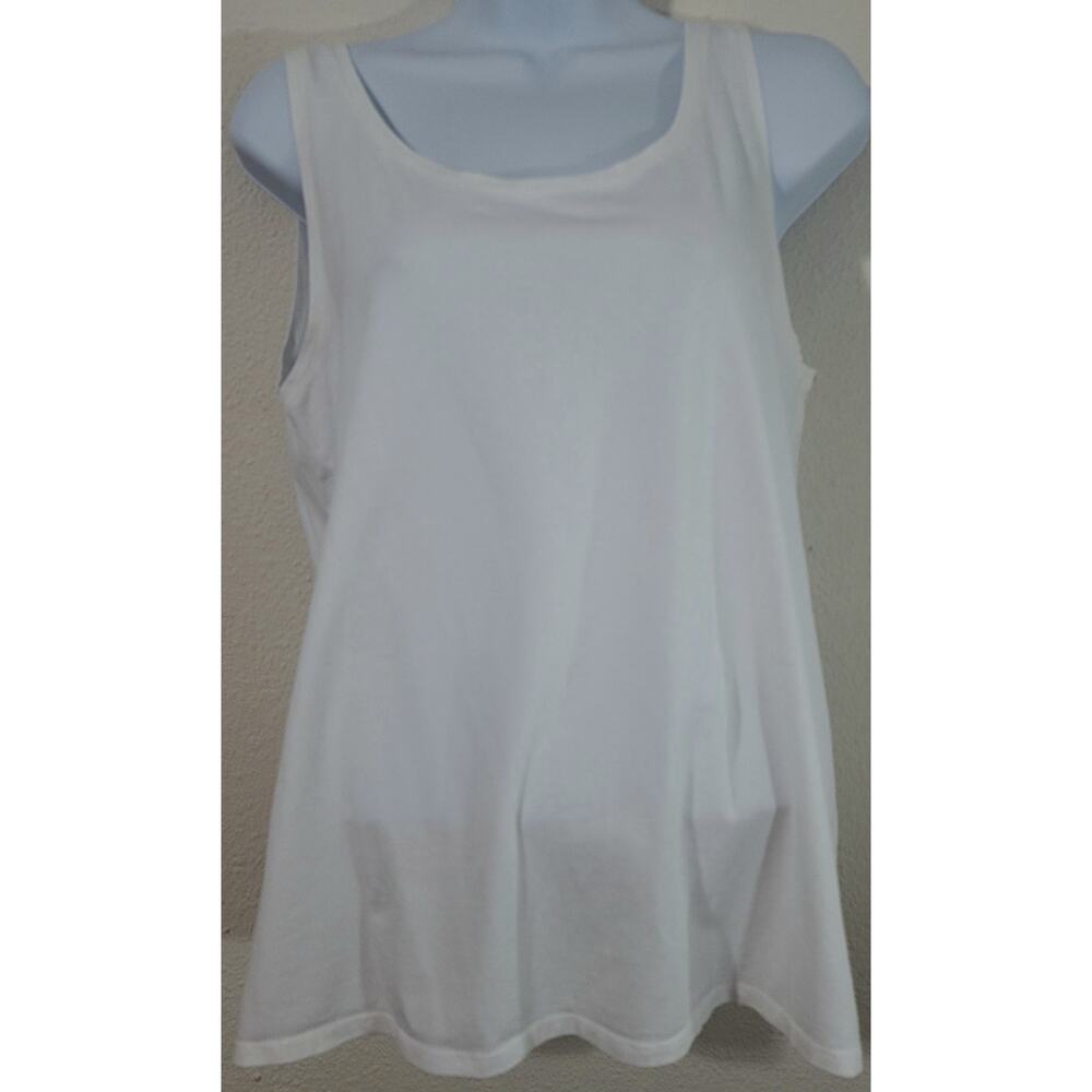 Purejill White Scoop Neck Tank Top Medium Sleeveless Stretchy Soft